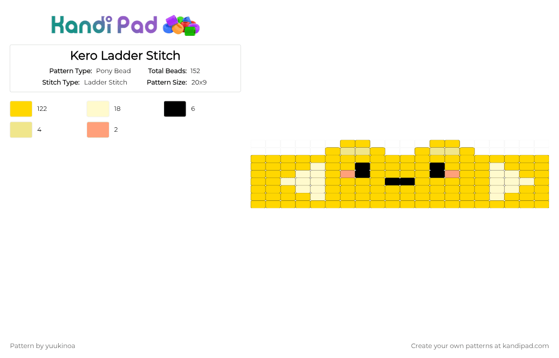 Kero Ladder Stitch - Pony Bead Pattern by yuukinoa on Kandi Pad - yellow