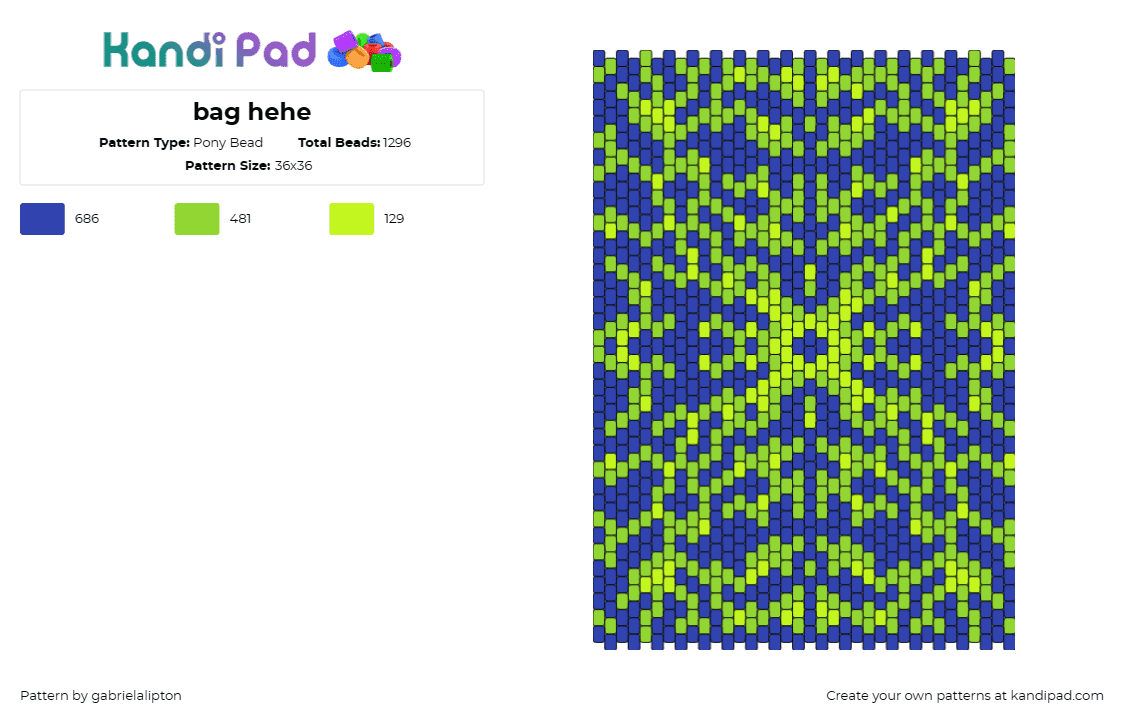 bag hehe - Pony Bead Pattern by gabrielalipton on Kandi Pad - bag,explosion,geometric,mesmerizing,standout,blue,green