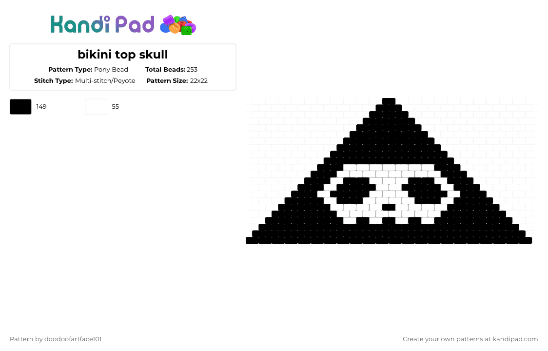 bikini top skull - Pony Bead Pattern by doodoofartface101 on Kandi Pad - black