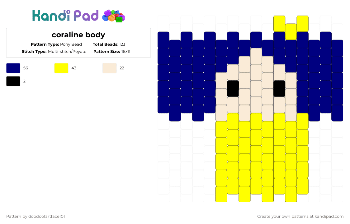 coraline body - Pony Bead Pattern by doodoofartface101 on Kandi Pad - purple,yellow