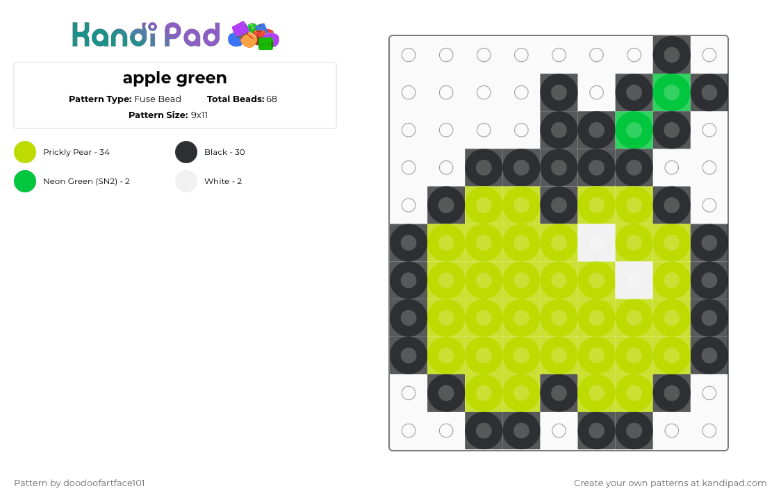 apple green - Fuse Bead Pattern by doodoofartface101 on Kandi Pad - green