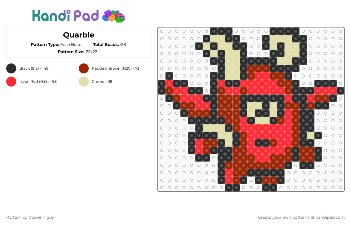 Quarble - Fuse Bead Pattern by bytethebullet on Kandi Pad - red
