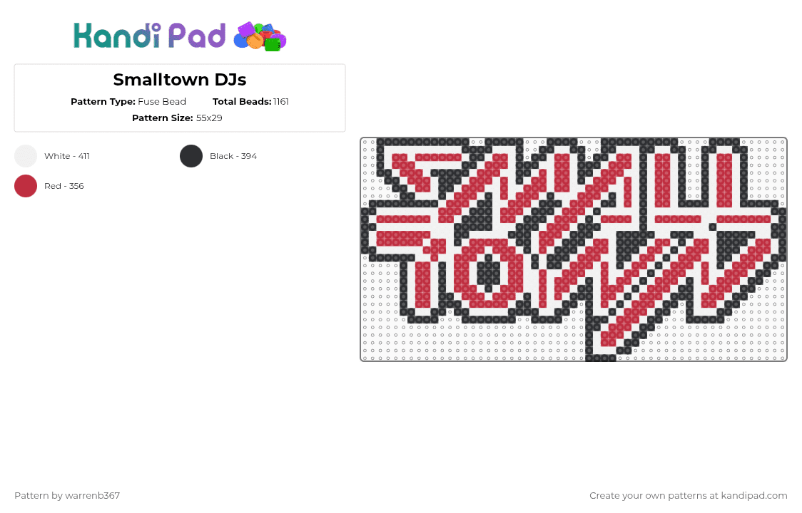 Smalltown DJs - Fuse Bead Pattern by warrenb367 on Kandi Pad - white,red,smalltown djs,festival,funk