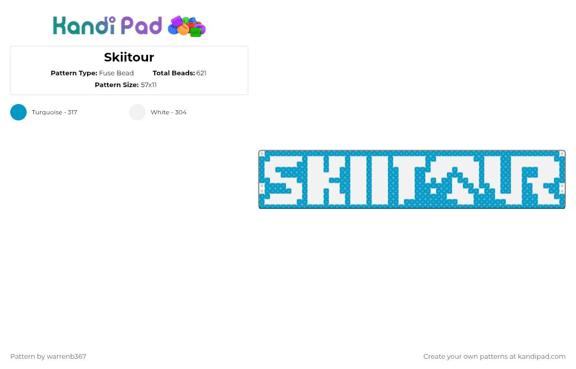 Skiitour - Fuse Bead Pattern by warrenb367 on Kandi Pad - light blue,white,skiitour,festival,shambhala