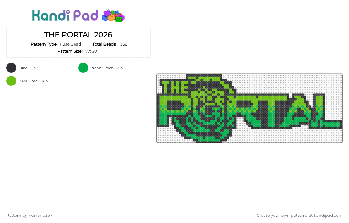 THE PORTAL 2026 - Fuse Bead Pattern by warrenb367 on Kandi Pad - black,green