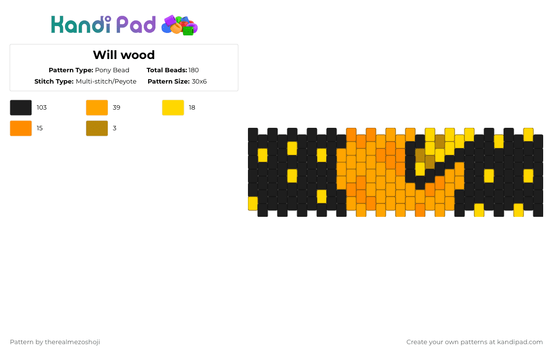 Will wood - Pony Bead Pattern by therealmezoshoji on Kandi Pad - black,orange
