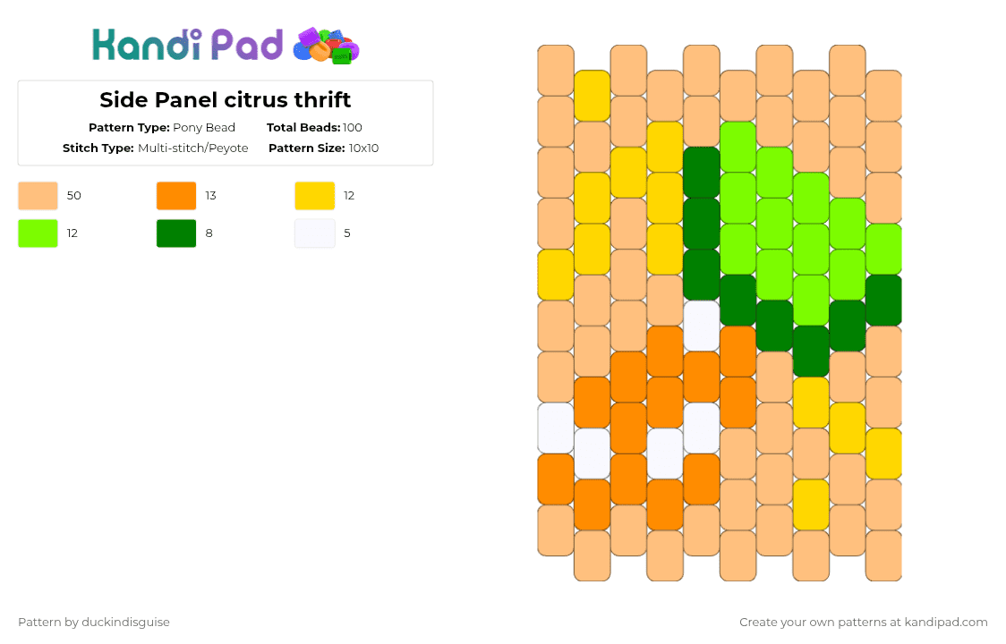 Side Panel citrus thrift - Pony Bead Pattern by duckindisguise on Kandi Pad - orange,village,thrift