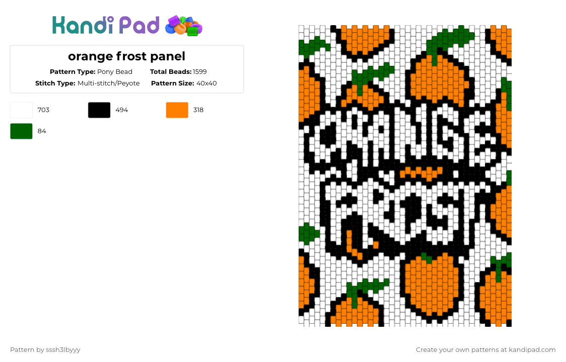 orange frost panel - Pony Bead Pattern by sssh3lbyyy on Kandi Pad - white,orange