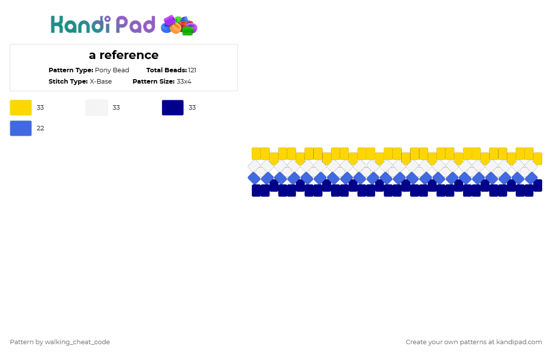a reference - Pony Bead Pattern by deleted_user_381197 on Kandi Pad - yellow,purple