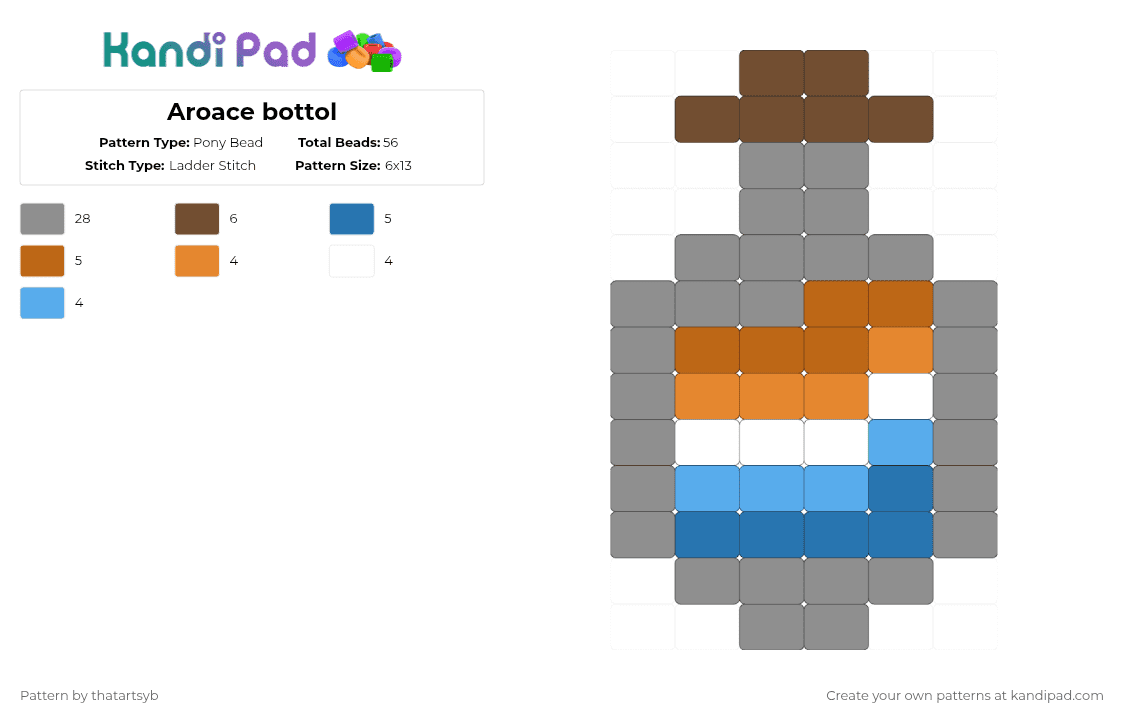 Aroace bottol - Pony Bead Pattern by thatartsyb on Kandi Pad - gray,tan,pride,aroace,queer,bottol