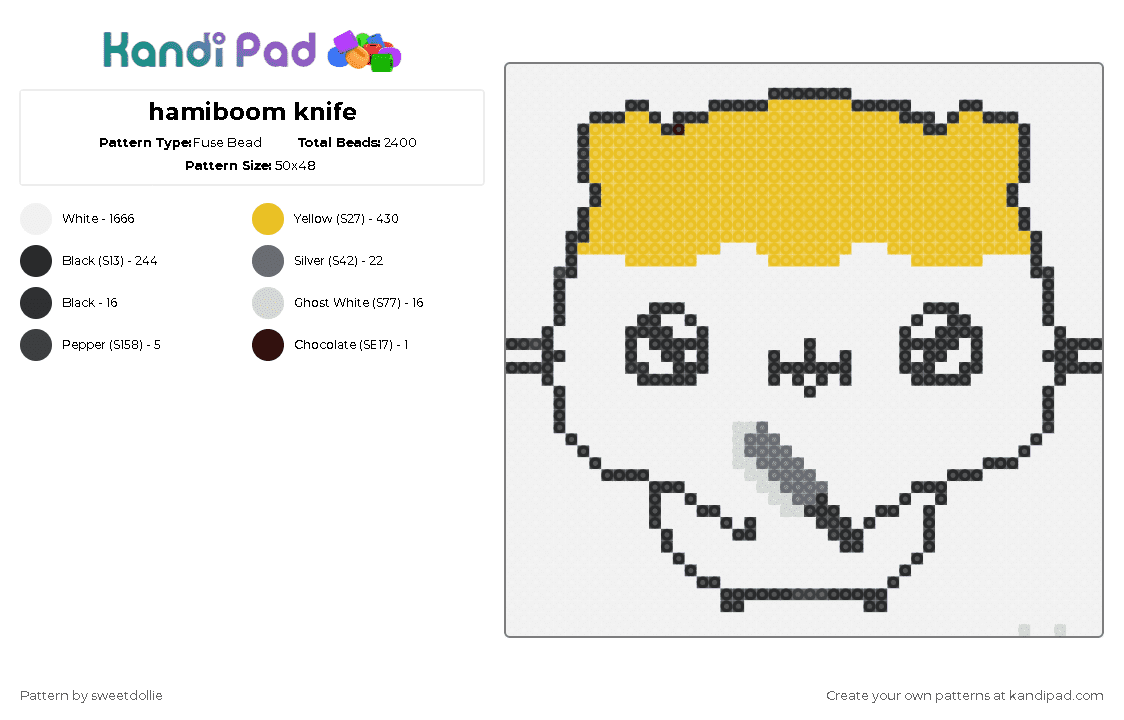 Hamiboom Fish Hamiboom knife Fuse Bead Pattern - Kandi Pad | Kandi Patterns, Fuse ...