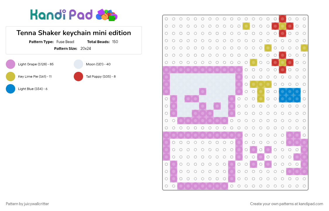 Tenna Shaker keychain mini edition - Fuse Bead Pattern by juicywallcritter on Kandi Pad - deltarune, pink, tenna, video game