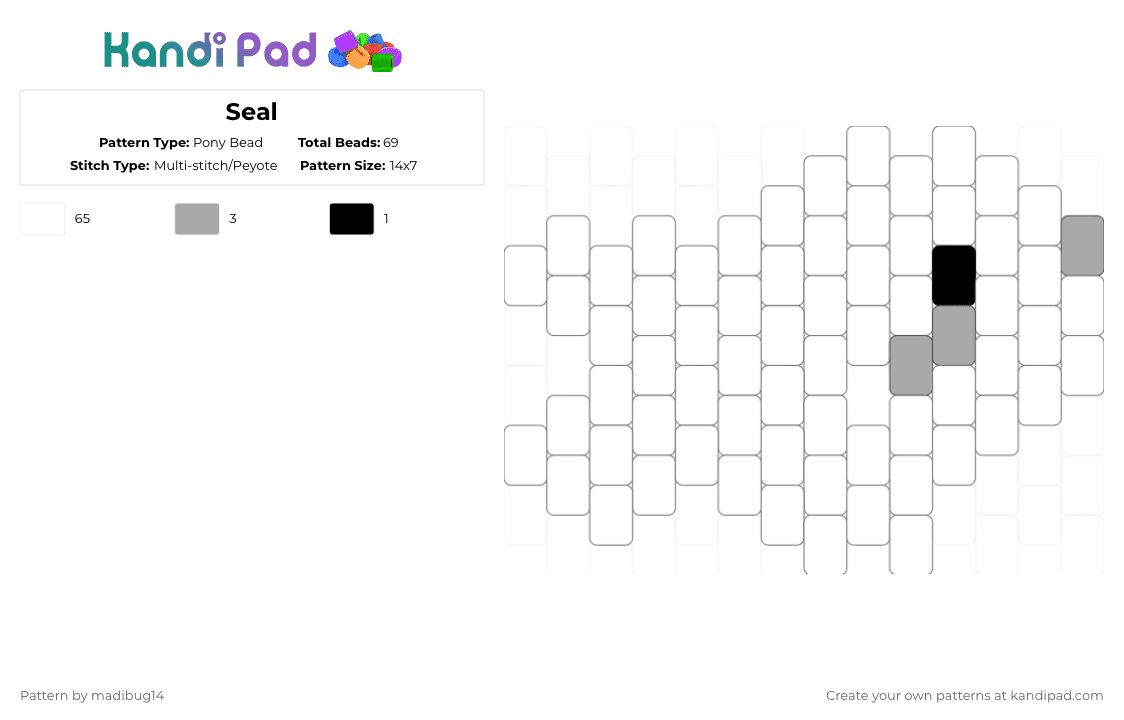 Seal - Pony Bead Pattern by madibug14 on Kandi Pad - white