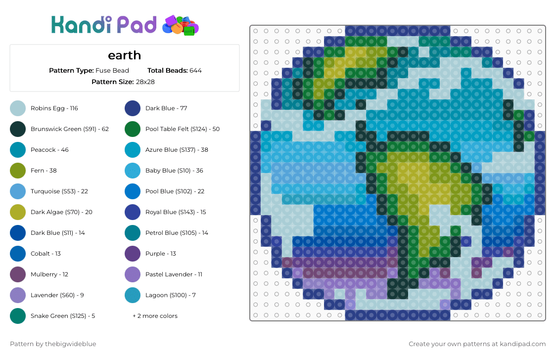 earth - Fuse Bead Pattern by thebigwideblue on Kandi Pad - blue,light blue,earth,fuse bead,earth day,space