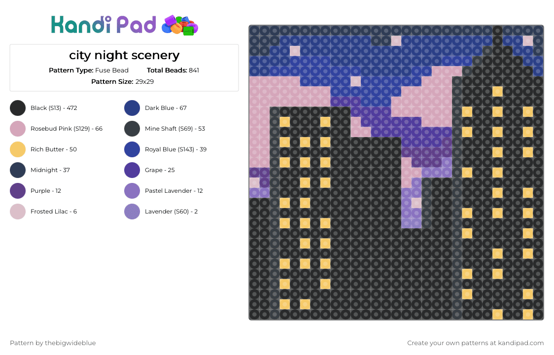 city night scenery - Fuse Bead Pattern by thebigwideblue on Kandi Pad - black,pink,purple,blue,cotdcities,night,city,fuse beads,skyline,night sky