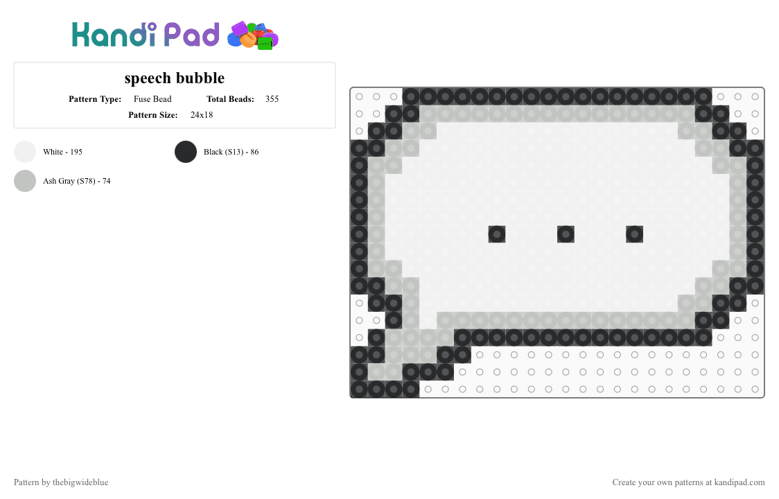 speech bubble - Fuse Bead Pattern by thebigwideblue on Kandi Pad - beige,white,fuse bead,perler,speech bubble,cartoon,accessory
