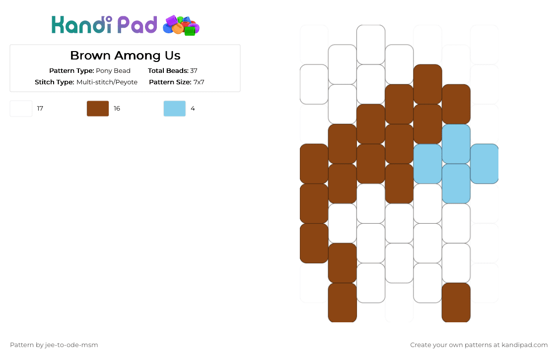 Brown Among Us - Pony Bead Pattern by jee-to-ode-msm on Kandi Pad - red,among us,brown,peyote,charm