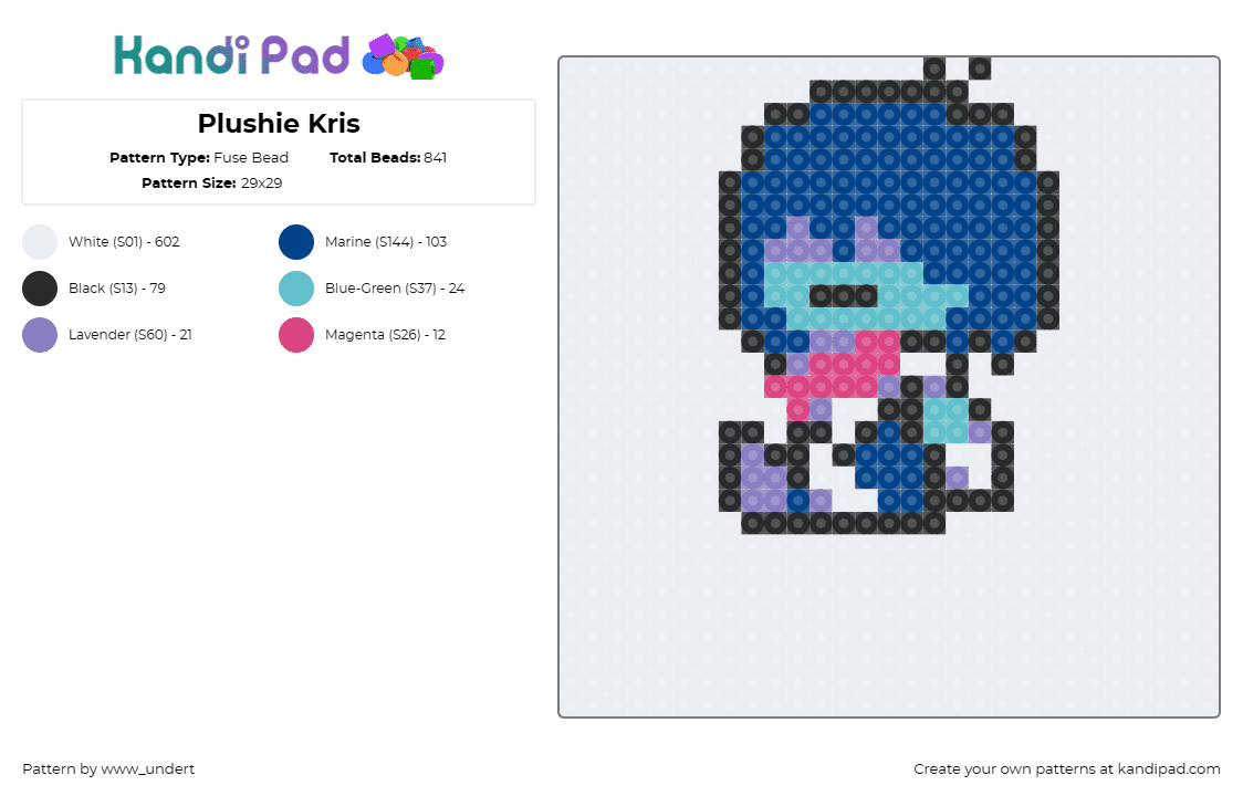 Plushie Kris - Fuse Bead Pattern by www_undert on Kandi Pad - kris,deltarune,plushie,protagonist,game,character,adventurous,blue