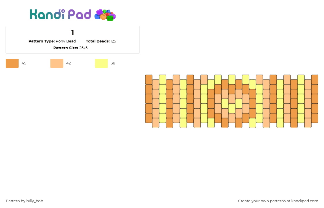 1 - Pony Bead Pattern by billy_bob on Kandi Pad - autumnal,rustic,stripes,cuff,warm,earthy,cozy,orange,yellow