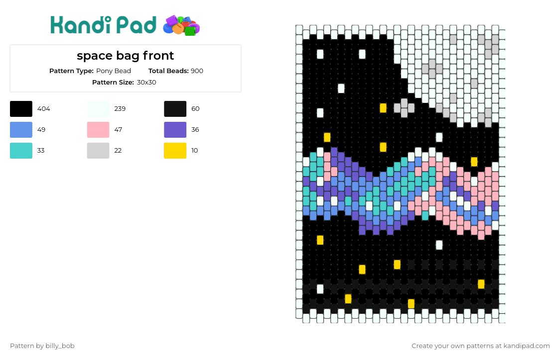 space bag front - Pony Bead Pattern by billy_bob on Kandi Pad - space,galaxy,stars,bag,panel,cosmic,night sky,black