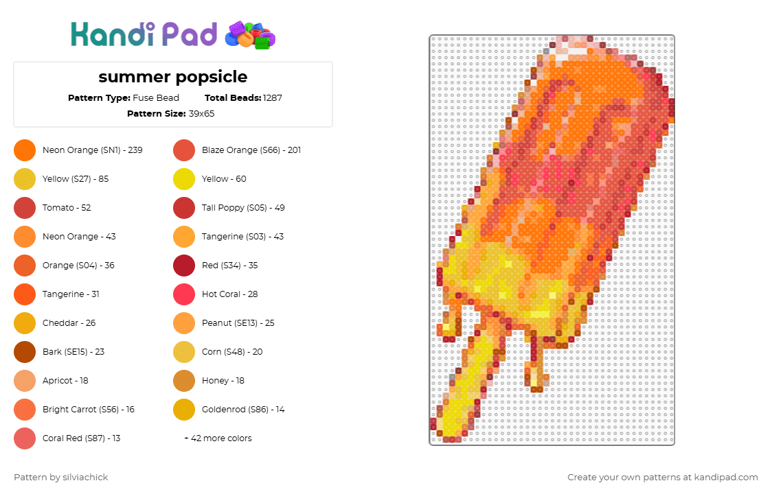 summer popsicle - Fuse Bead Pattern by silviachick on Kandi Pad - red,orange,yellow