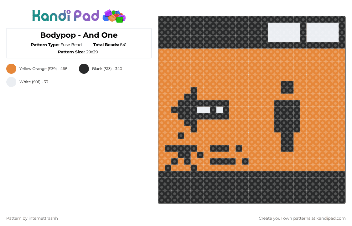 Bodypop - And One - Fuse Bead Pattern by internettrashh on Kandi Pad - orange,and one,music,album,bodypop
