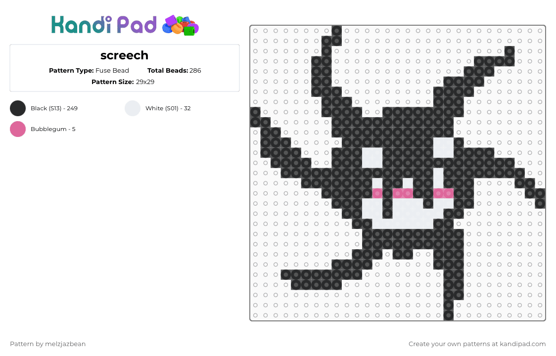 screech - Fuse Bead Pattern by random_silly on Kandi Pad - black, doors, screech, white