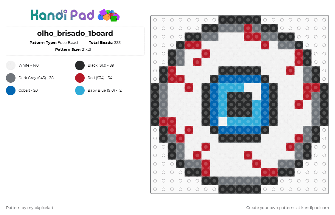 olho_brisado - Fuse Bead Pattern by myfckpixelart on Kandi Pad - white,red,gray,olho,brisado