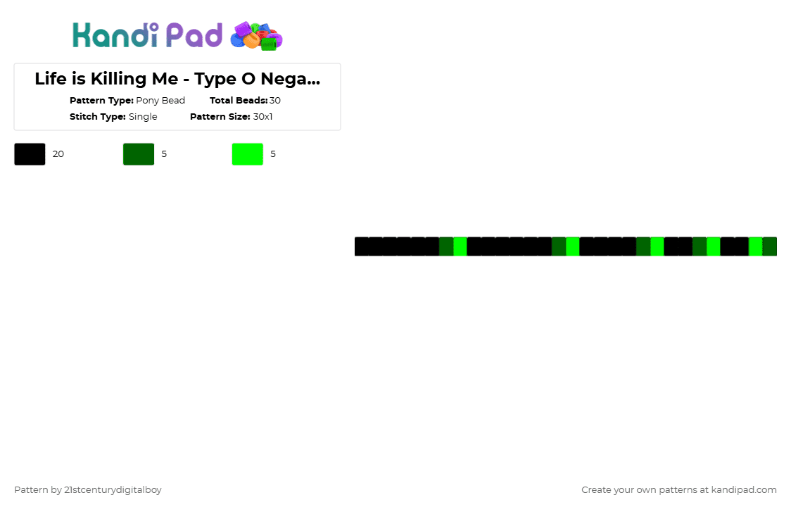 Life is Killing Me - Type O Negative (Album Cover) - Pony Bead Pattern by 21stcenturydigitalboy on Kandi Pad - black,green,single,band,album cover,bracelet