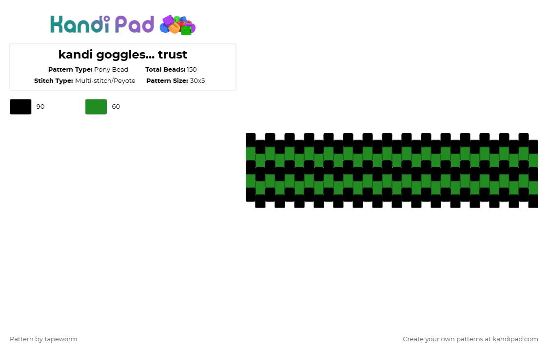 Kandi goggles... trust Pony Bead Pattern - Kandi Pad | Kandi Patterns ...