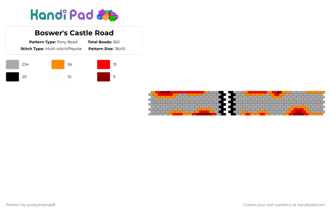 Boswer\'s Castle Road - Pony Bead Pattern by zooeymama68 on Kandi Pad - beige,mario