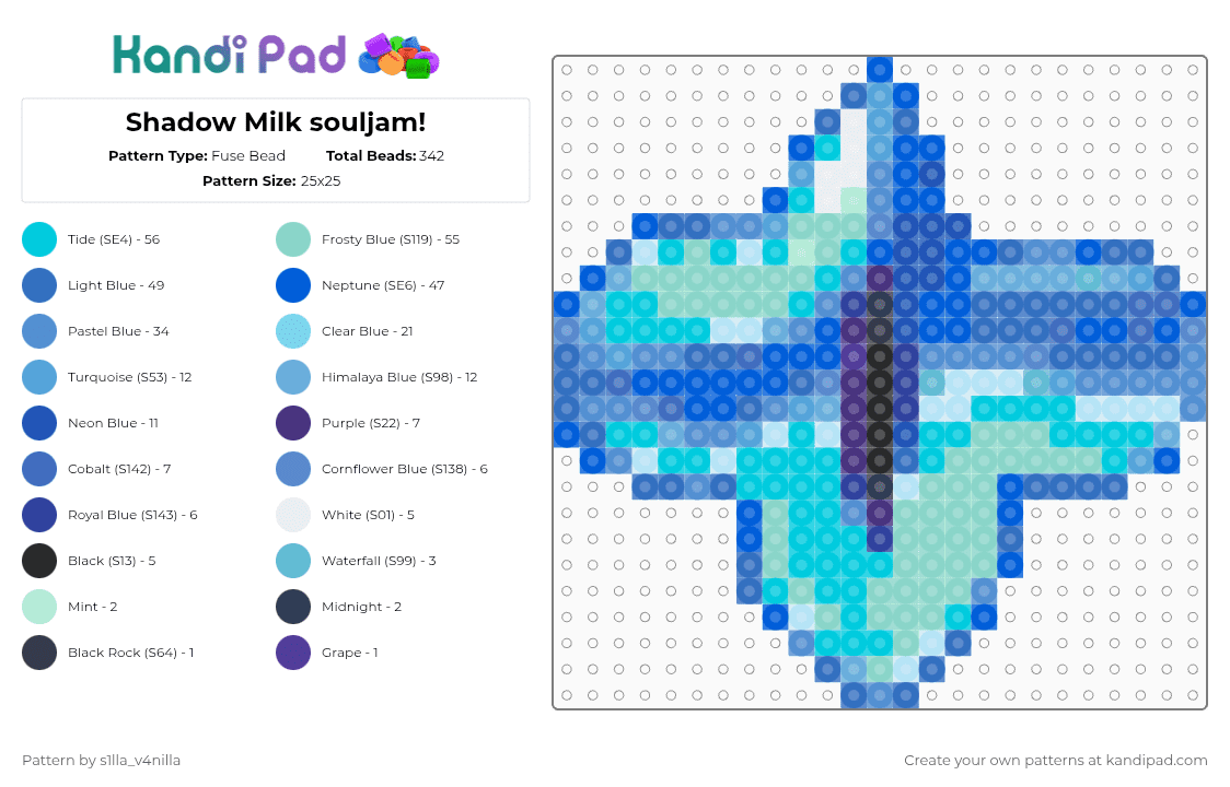Shadow Milk souljam! - Fuse Bead Pattern by s1lla_v4nilla on Kandi Pad - blue,light blue,shadowmilk,smc,crk,souljam,cookie run kingdom,shadow milk cookie,shadow milk,beast