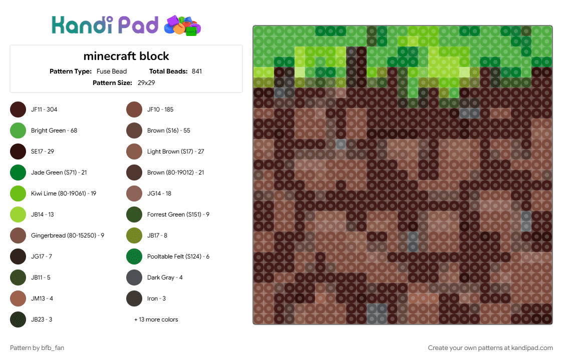minecraft block - Fuse Bead Pattern by bfb_fan on Kandi Pad - brown