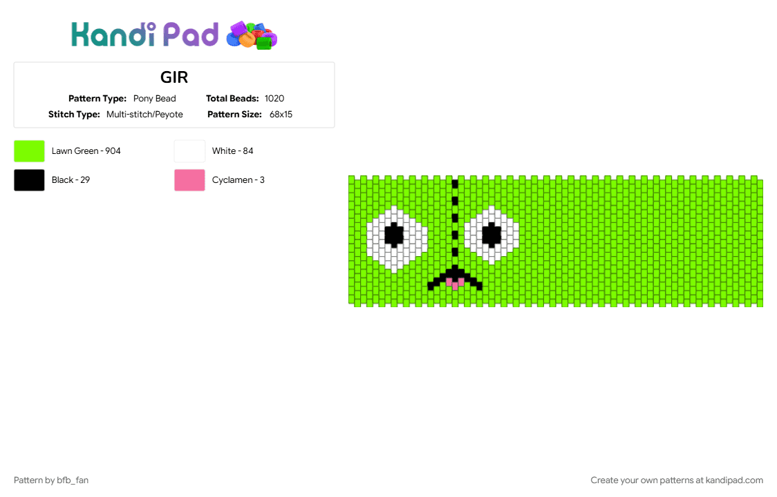 GIR - Pony Bead Pattern by bfb_fan on Kandi Pad - 