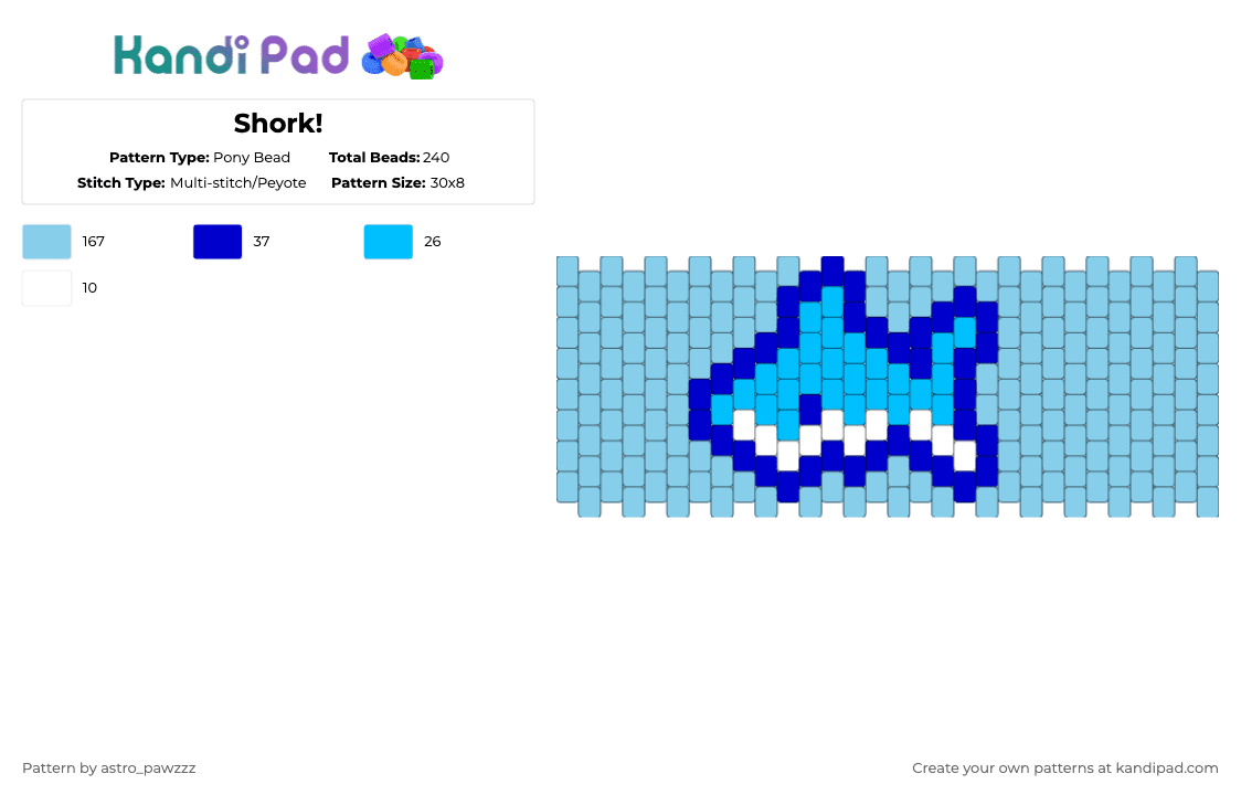 Shork! - Pony Bead Pattern by astro_pawzzz on Kandi Pad - light blue,shark,kewl,blue,fish