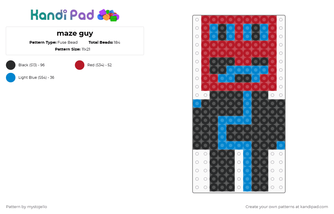 maze guy - Fuse Bead Pattern by mystojello on Kandi Pad - blue,red