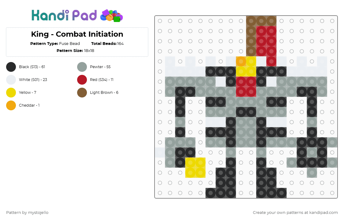 King - Combat Initiation - Fuse Bead Pattern by mystojello on Kandi Pad - gray