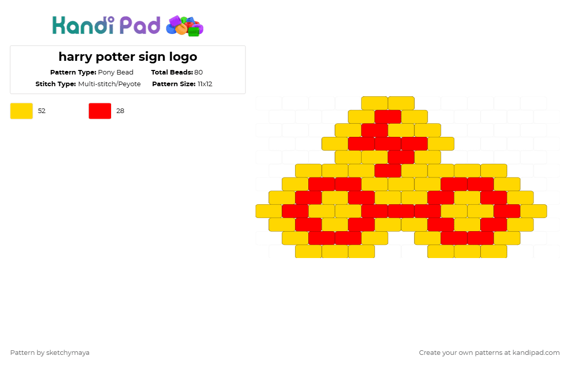 harry potter sign logo - Pony Bead Pattern by sketchymaya on Kandi Pad - red,yellow