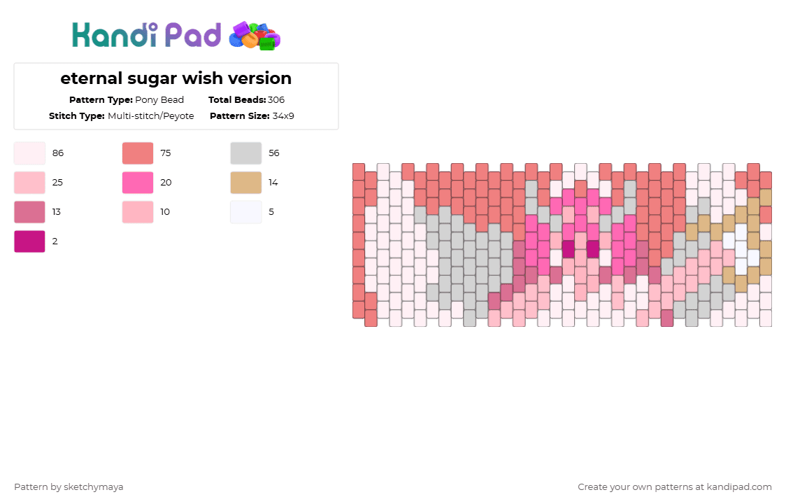 eternal sugar wish version - Pony Bead Pattern by sketchymaya on Kandi Pad - pink,red,cookierunkingdom,cookierun