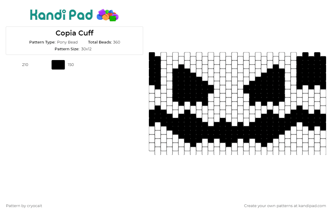 Copia Cuff - Pony Bead Pattern by cryocait on Kandi Pad - cardinal copia,ghost,music,iconic,band,aesthetic,stark,imagery,black,white