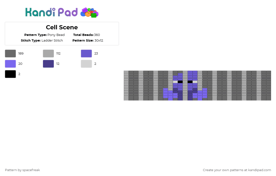 Cell Scene - Pony Bead Pattern by spacefreak on Kandi Pad - beige,gray,aooni,horror,purple,grey,pc2,videogame,pillarchase2