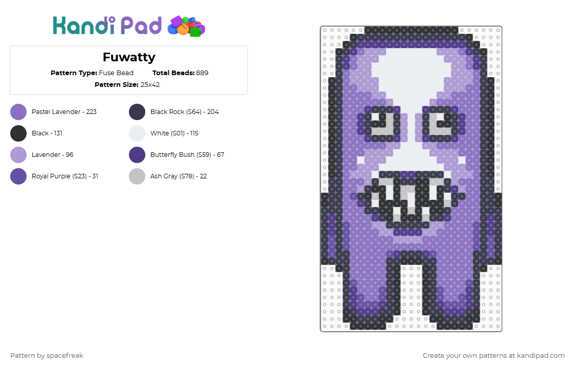 Fuwatty - Fuse Bead Pattern by spacefreak on Kandi Pad - purple,blue,ao oni,aooni,videogame,horror,pillarchase2,pc2,roblox