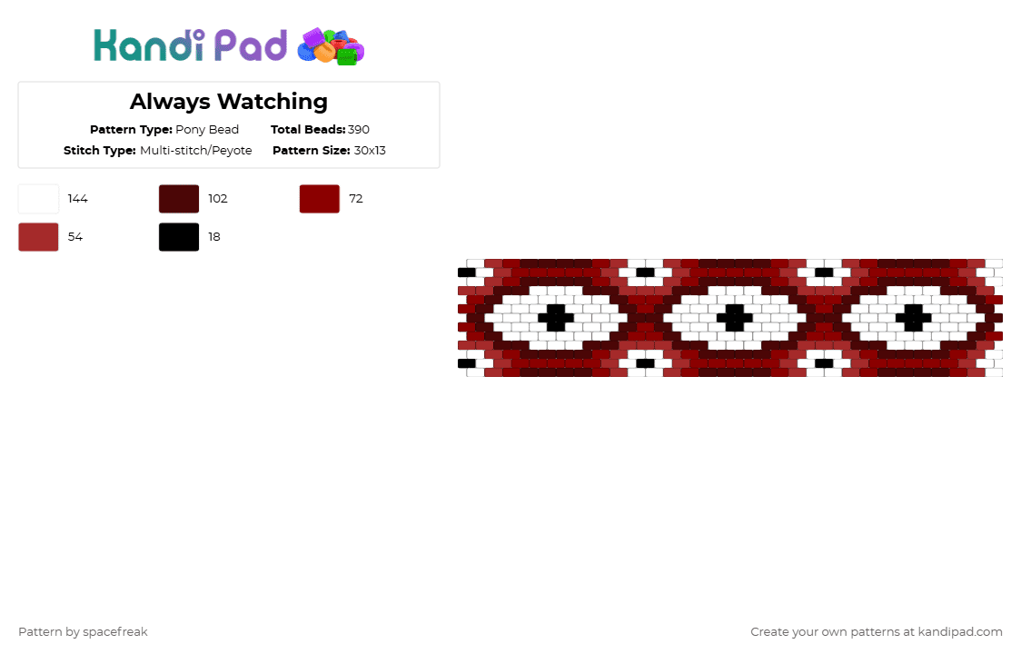Always Watching - Pony Bead Pattern by spacefreak on Kandi Pad - red,brown,eye,eyes,body horror,horror,flesh