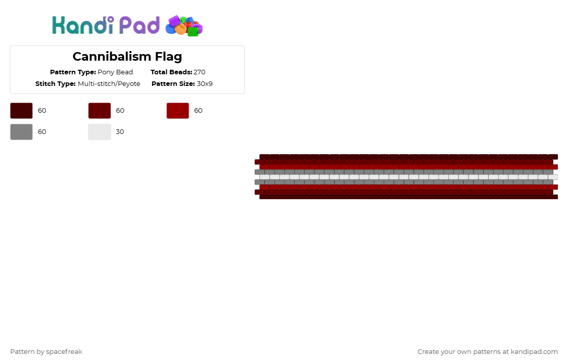 Cannibalism Flag - Pony Bead Pattern by spacefreak on Kandi Pad - brown,flag,cannibal,queer,red,cannibalism,gore