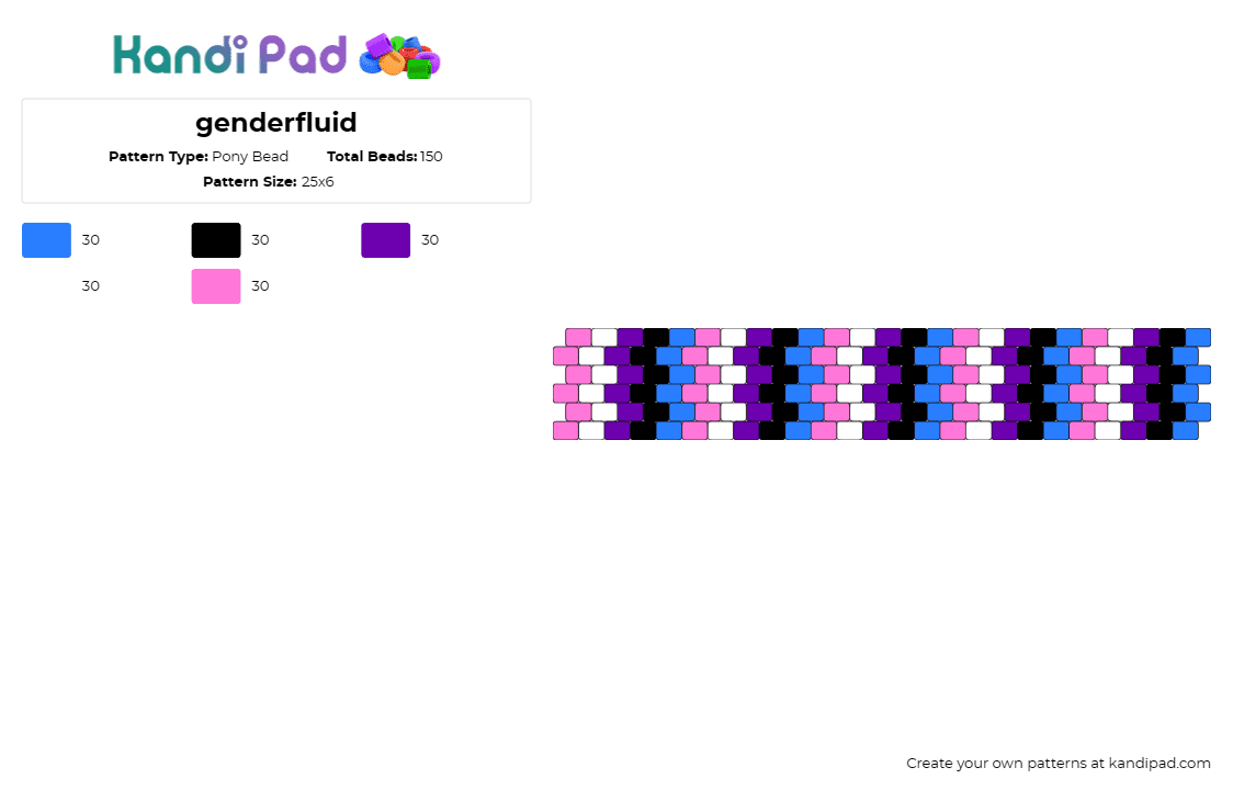 genderfluid - Pony Bead Pattern by deleted_user_159040 on Kandi Pad - genderfluid,pride,stripes,cuff,celebrate,fluidity,diversity,meaningful,community