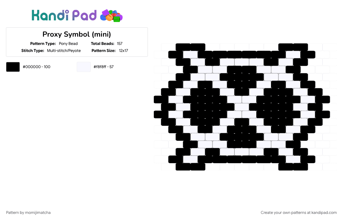 Proxy Symbol (mini) - Pony Bead Pattern by momijimatcha on Kandi Pad - black, horror, marble hornets, slender man, white