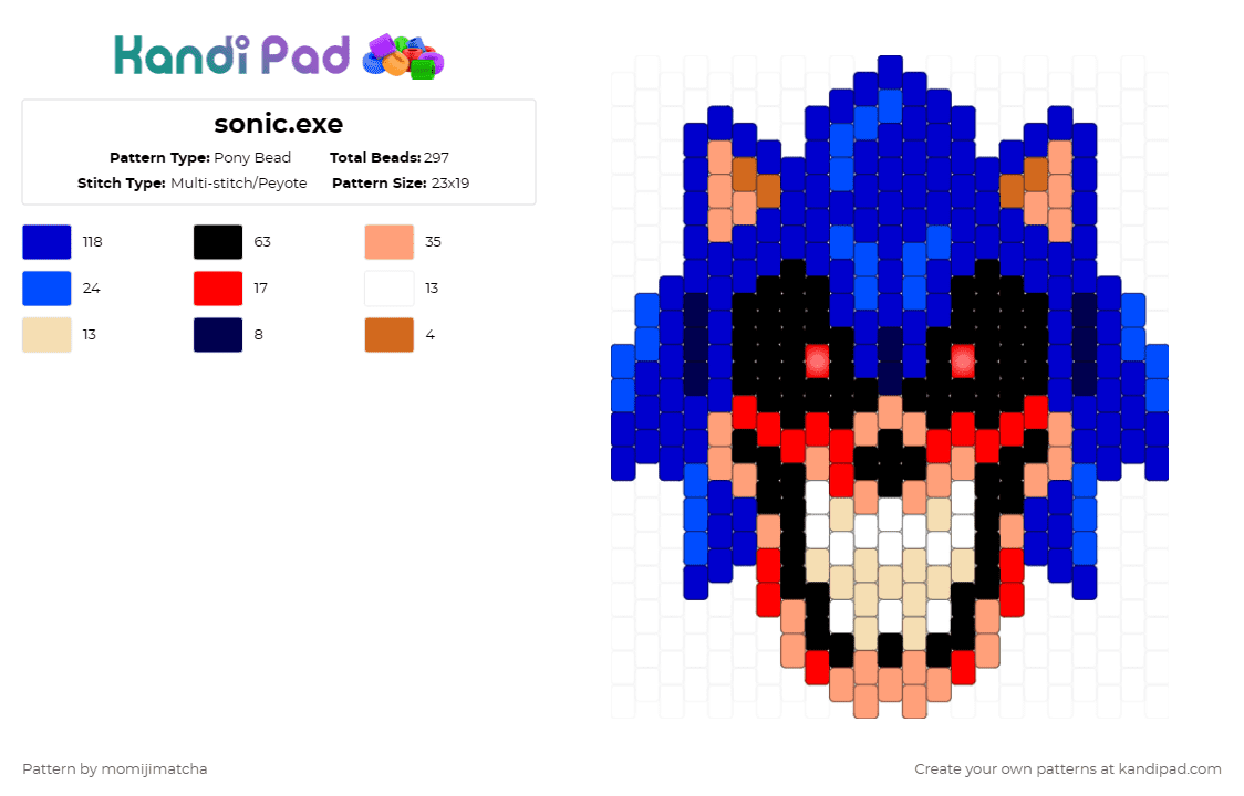 sonic.exe - Pony Bead Pattern by momijimatcha on Kandi Pad - purple,sonic the hedgehog,creepypasta