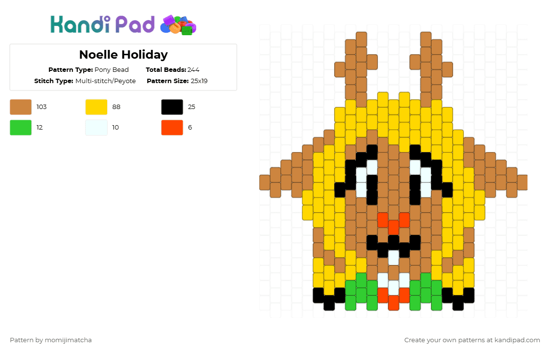 Noelle Holiday - Pony Bead Pattern by momijimatcha on Kandi Pad - orange,yellow