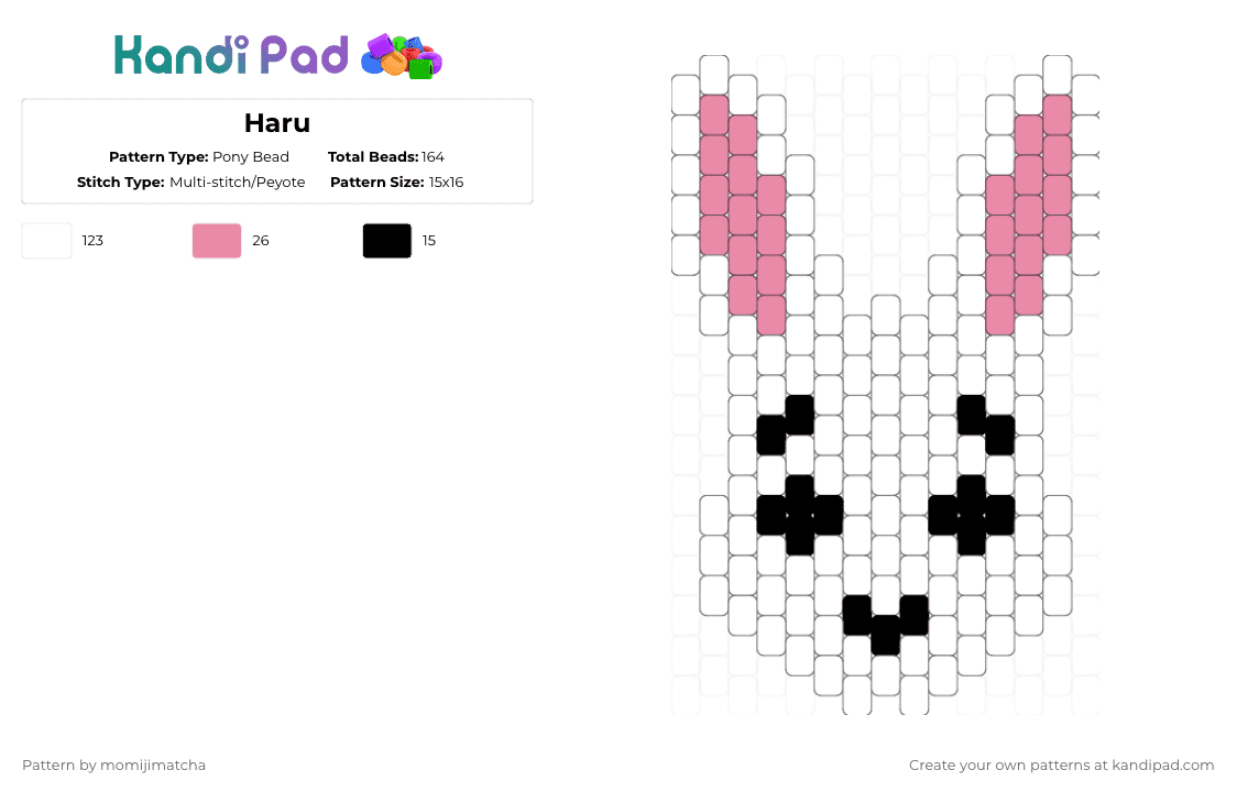 Haru - Pony Bead Pattern by momijimatcha on Kandi Pad - white,beastars,character,animal,bunny,anime