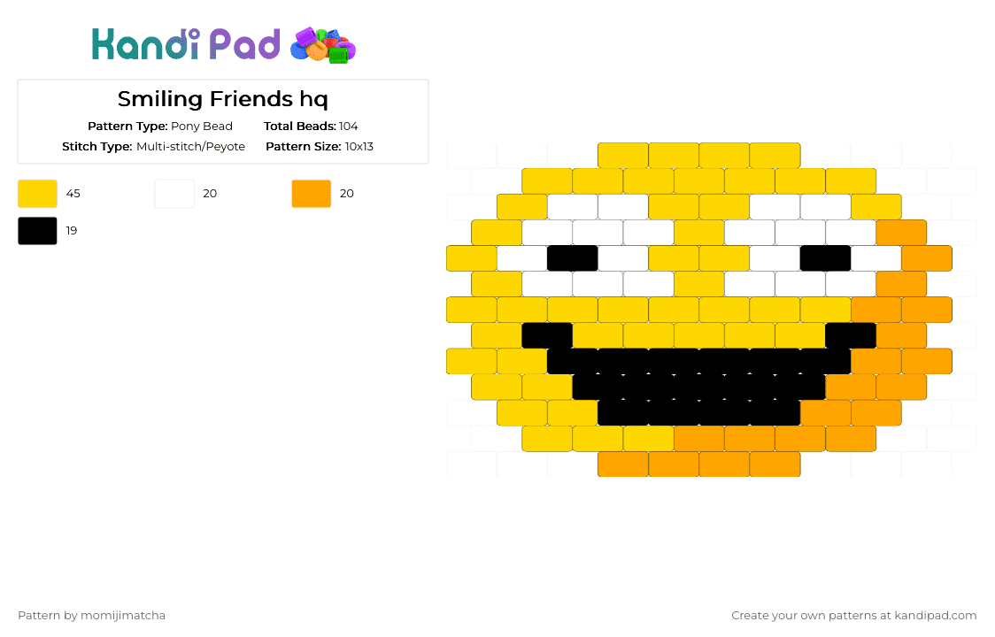 Smiling Friends hq - Pony Bead Pattern by momijimatcha on Kandi Pad - yellow,orange,cartoon